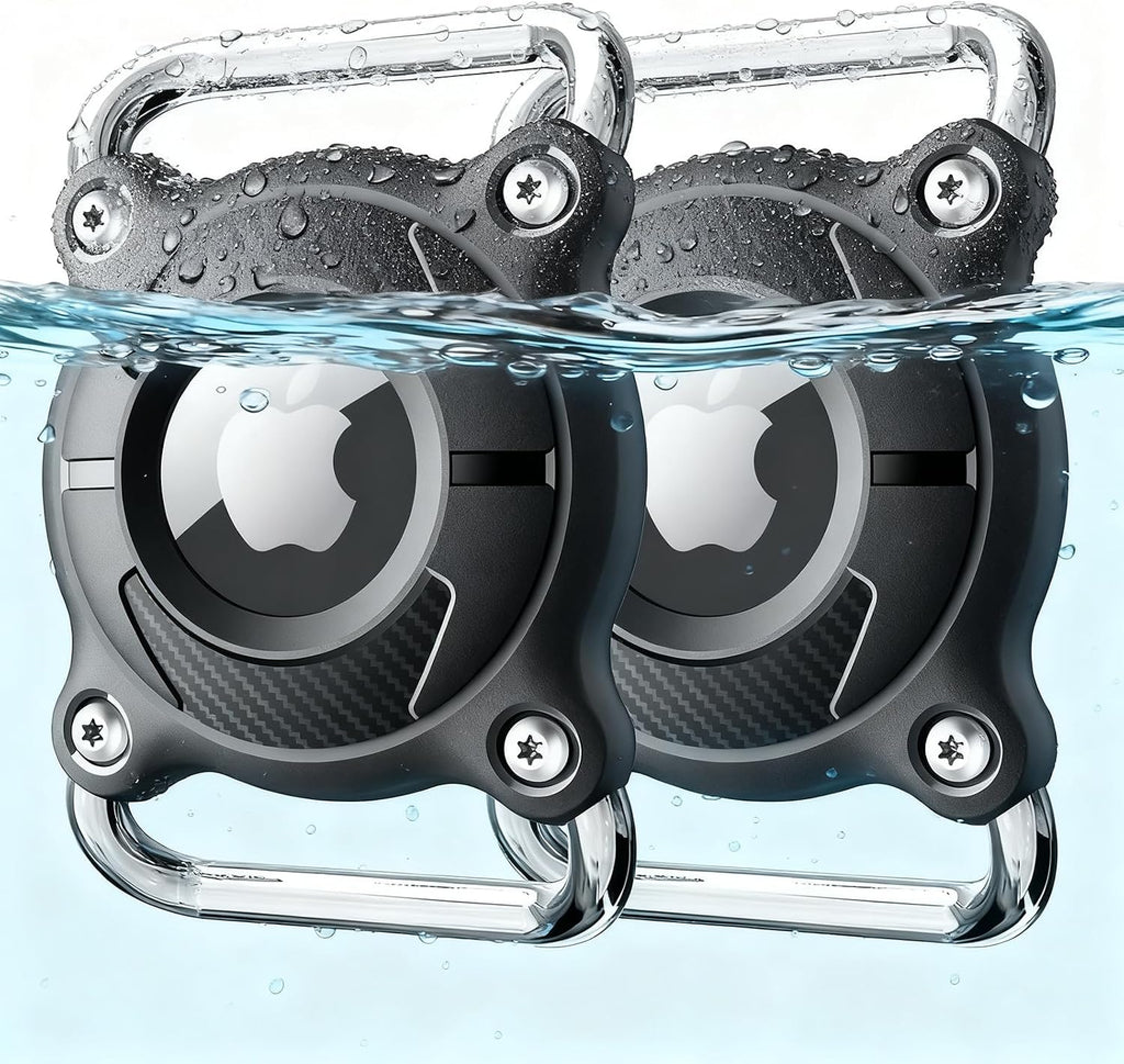 2-Pack Waterproof AirTag Dog Collar Holder – Removable Metal Loop, Sturdy TPU, Lightweight & Compact, Fits 1" Width Collar，Dog Tracker, AirTag Collar Holder Metal Loop (2 Black)