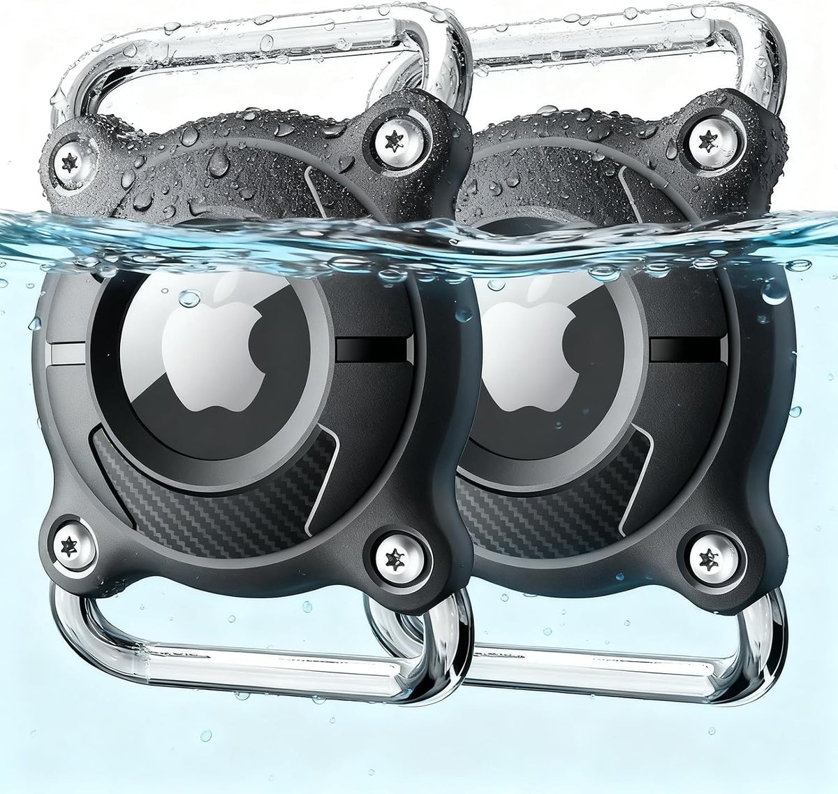2-Pack Waterproof AirTag Dog Collar Holder – Removable Metal Loop, Sturdy TPU, Lightweight & Compact, Fits 1" Width Collar，Dog Tracker, AirTag Collar Holder Metal Loop (2 Black)