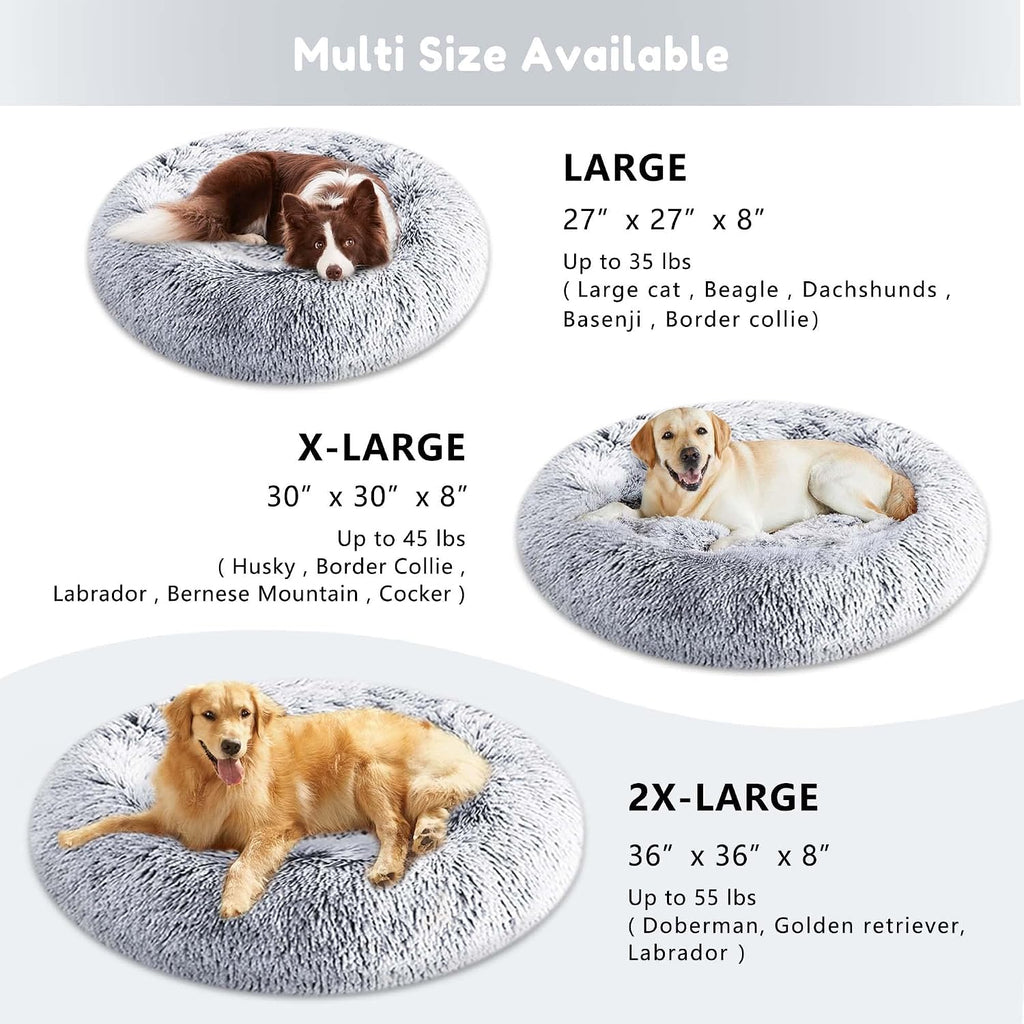 Western Home Calming Donut Large Dog Bed Pet Bed,36" Light Grey