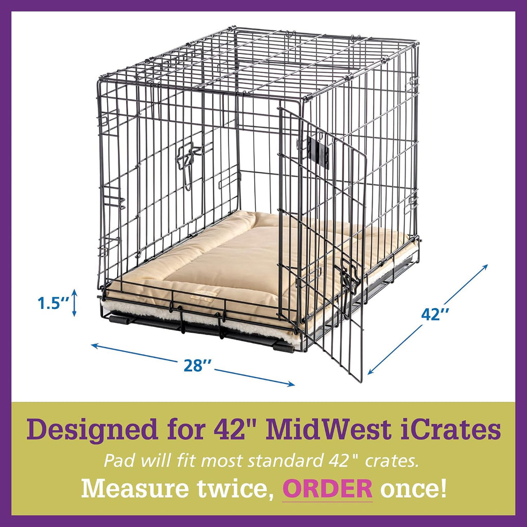 Pet Dreams Dog Crate Pad - Washable Kennel Mat, Crate Pads for Dog Cages, Non-Toxic, Flat Indoor Cat Bed, Fits iCrate 18, 24, 30, 36, 42, 48 Inches (Khaki, X Large, 42")