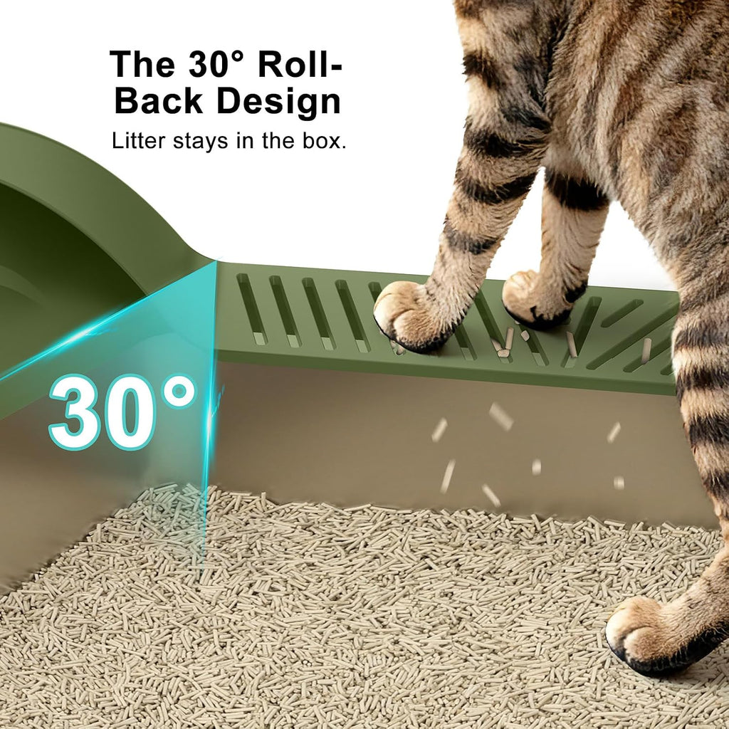 AIPERRO Stainless Steel Litter Box Extra Large for Big Cats and Multi-Cats | Jumbo Extra Large Metal Cat Box High Sided with Lid | Anti-Urine Leakage, Non-Stick & Easy to Clean | Include Litter Scoop