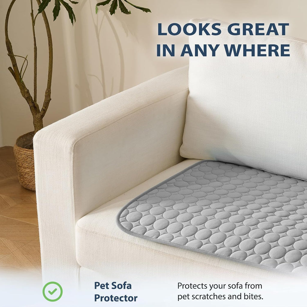 MICROCOSMOS Summer Cooling Mat & Sleeping Pad- Water Absorption Top, Materials Safe, Easy Carry, EZ Clean. Keep Cooling for Pets, Kids and Adults.(Grey, 48" x48")