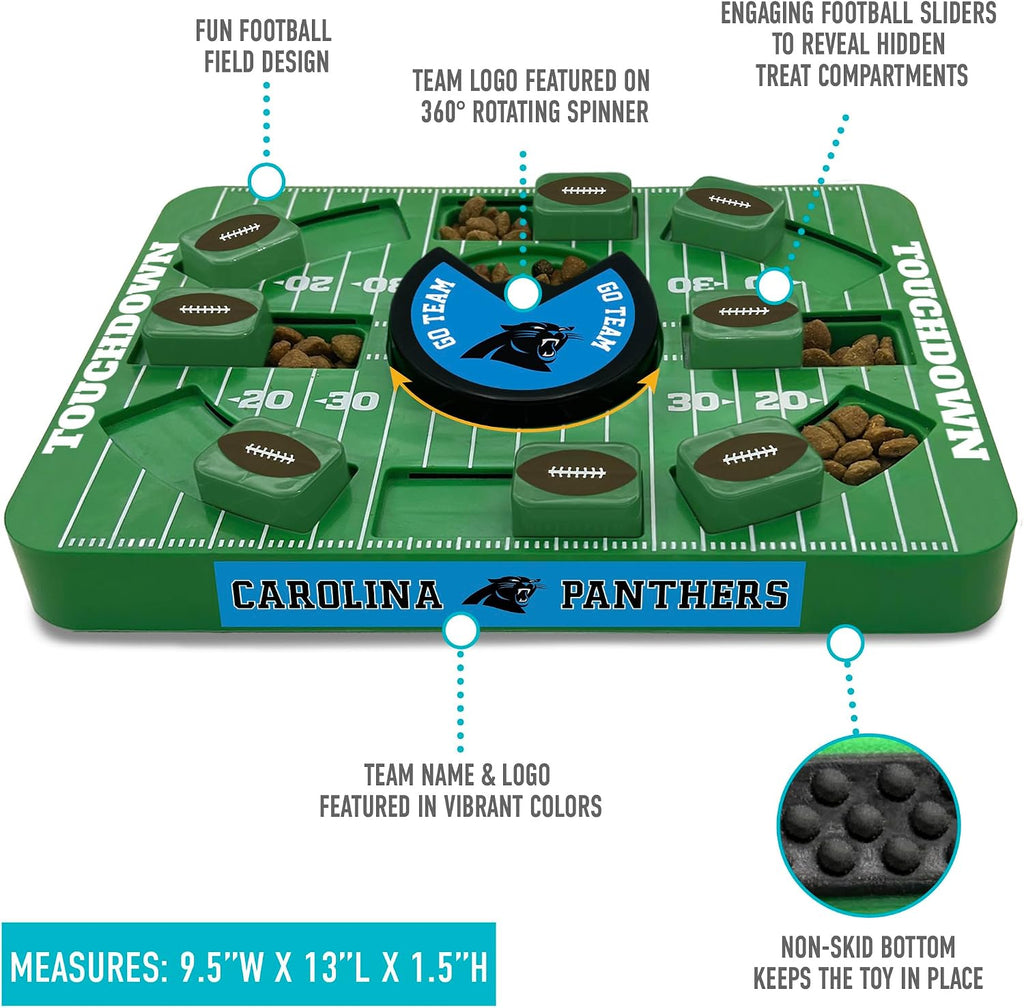 Pets First NFL Carolina Panthers Large Puzzle Toy for Dogs, Slow Feeder Board for Pets, New Bigger Size, Interactive Doggie Treat Toy