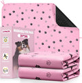 Fostanfly Washable Dog Pee Pads, Ultra-Absorbent, 31"x36"-2 Pack, Pink | Leak-Proof, Waterproof, Non-Slip, Large Reusable Pee Pads for Puppy Potty Training, Crate and Playpen with 8 Tie Straps