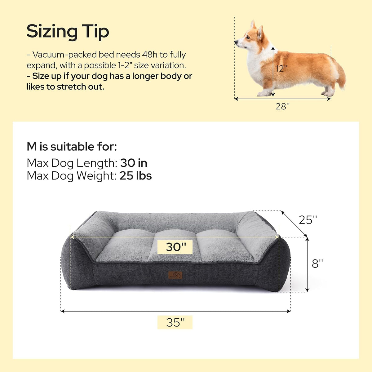 Bedsure SupportMax® Extra Thick Orthopedic Dog Bed Medium Size Dog