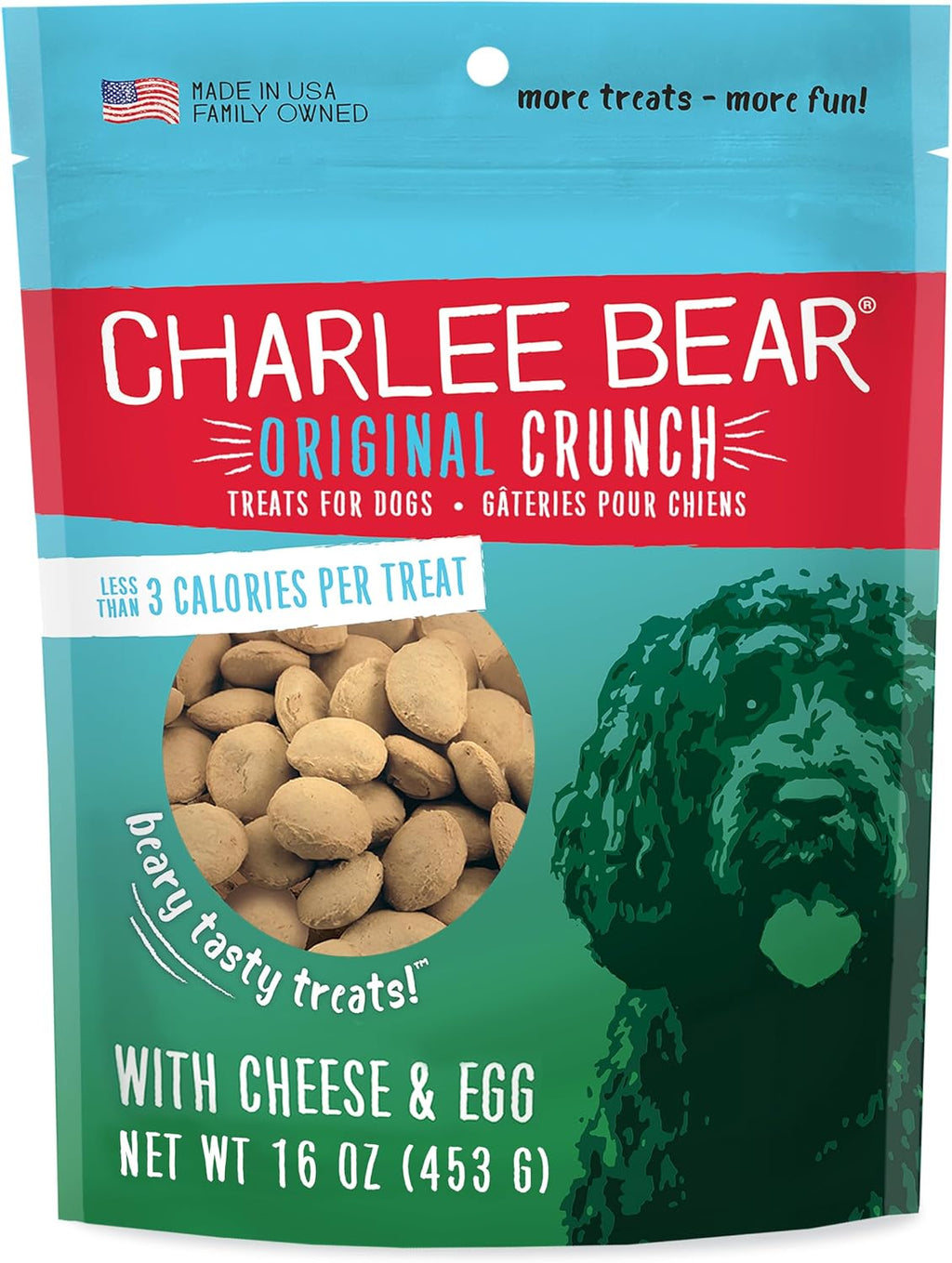 Charlee Bear Original Dog Training Treats, Cheese & Egg, 16 oz