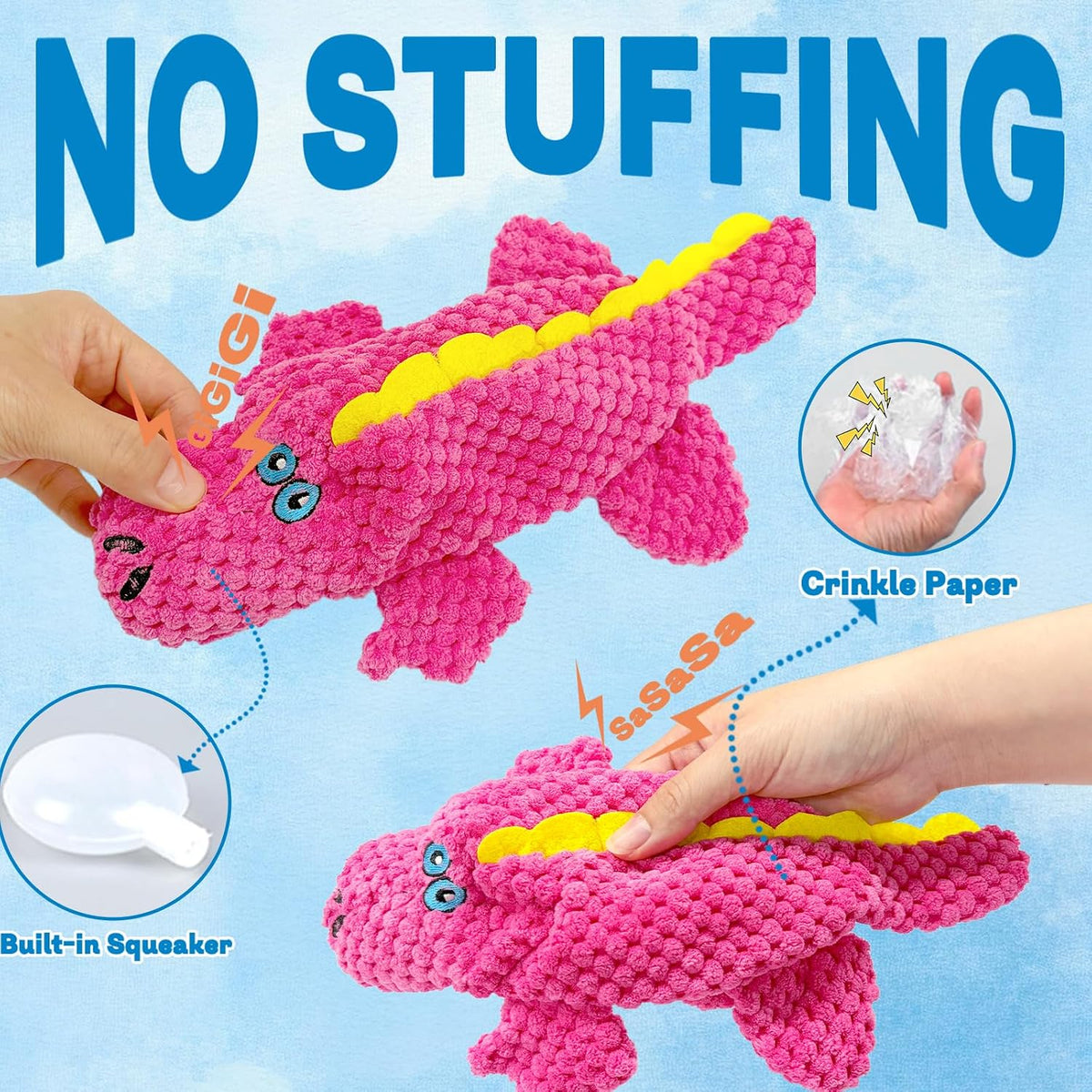 MRSOHRET Dog Squeak Toys for Aggressive Chewers, Crinkle Puppy Chew Toys | 5 Pack Plush Puppy Teething Toys, Tough Durable Stuffed Squeaky Dog Toy for Small Medium Large Breed to Keep Them Busy