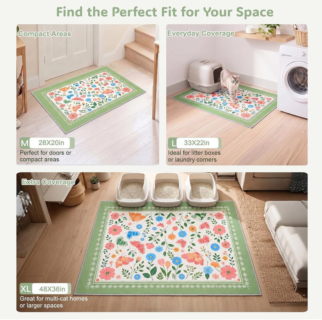 Bienbee Cat Litter Mat, 2 Pack 33" x 22" Machine Washable for Litter Boxes