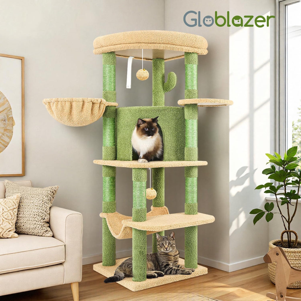 Globlazer Cactus Corner Cat Tree Tower with Scratching Post, C51, Green