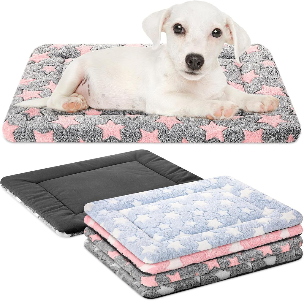 VitalCozy 4 Pcs Dog Crate Pads Soft Warm,18 x 24 x 1.6 Inch,Star,Colorful
