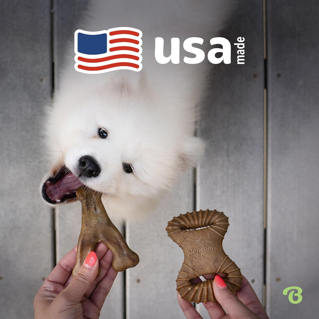 Benebone Wishbone/Dental Durable Dog Chew Toys, Real Bacon, 2 Count, Large (Pack of 8)