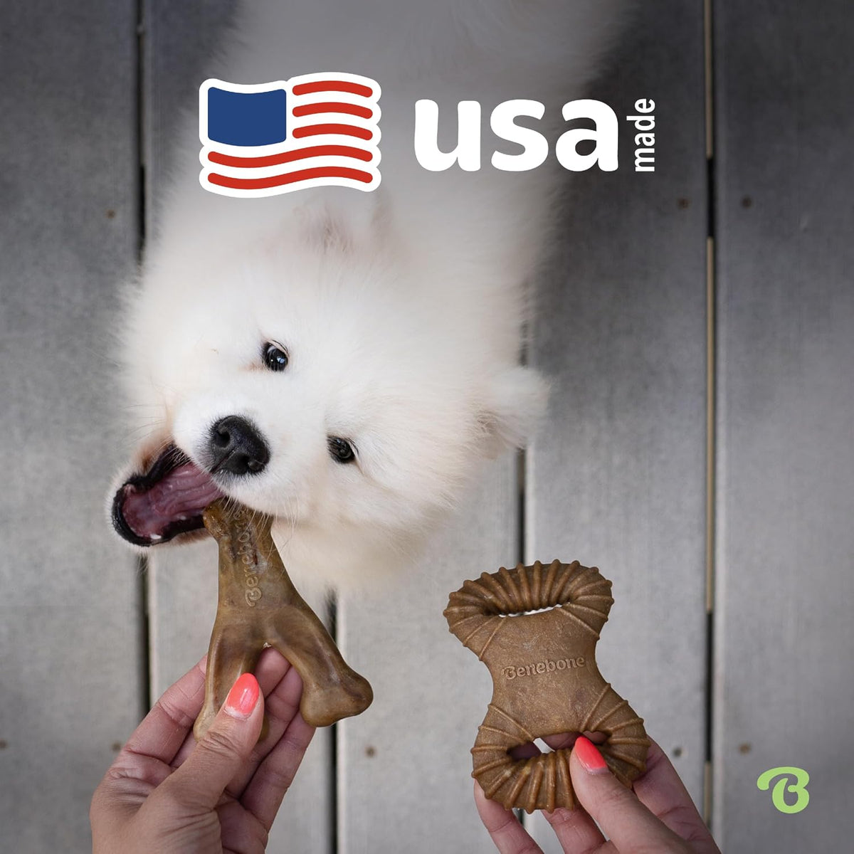 Benebone Wishbone/Dental Durable Dog Chew Toys, Real Bacon, 2 Count, Large (Pack of 8)