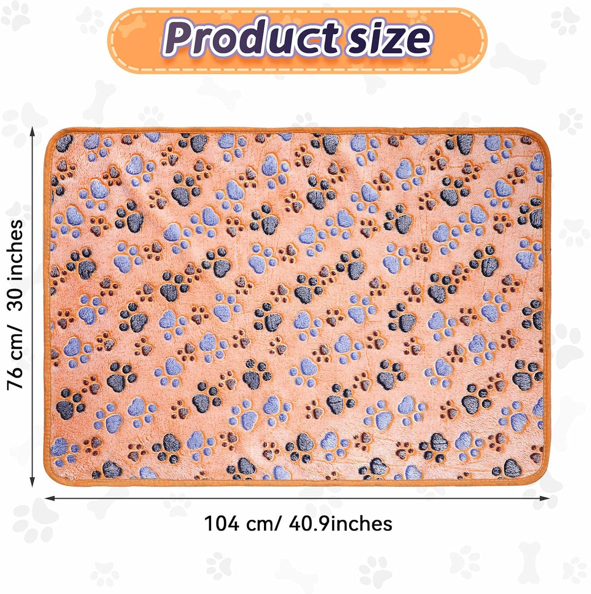 Tatuo 4 Pcs Fleece Dog Blankets for Puppy Cat, Coffee, 41 x 30 in, Paw