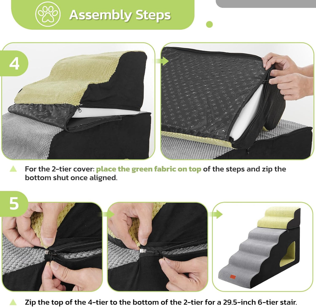 LOOBANI 6 Steps 30 inches Height Dog Stairs for Bed for Small& Older Pets