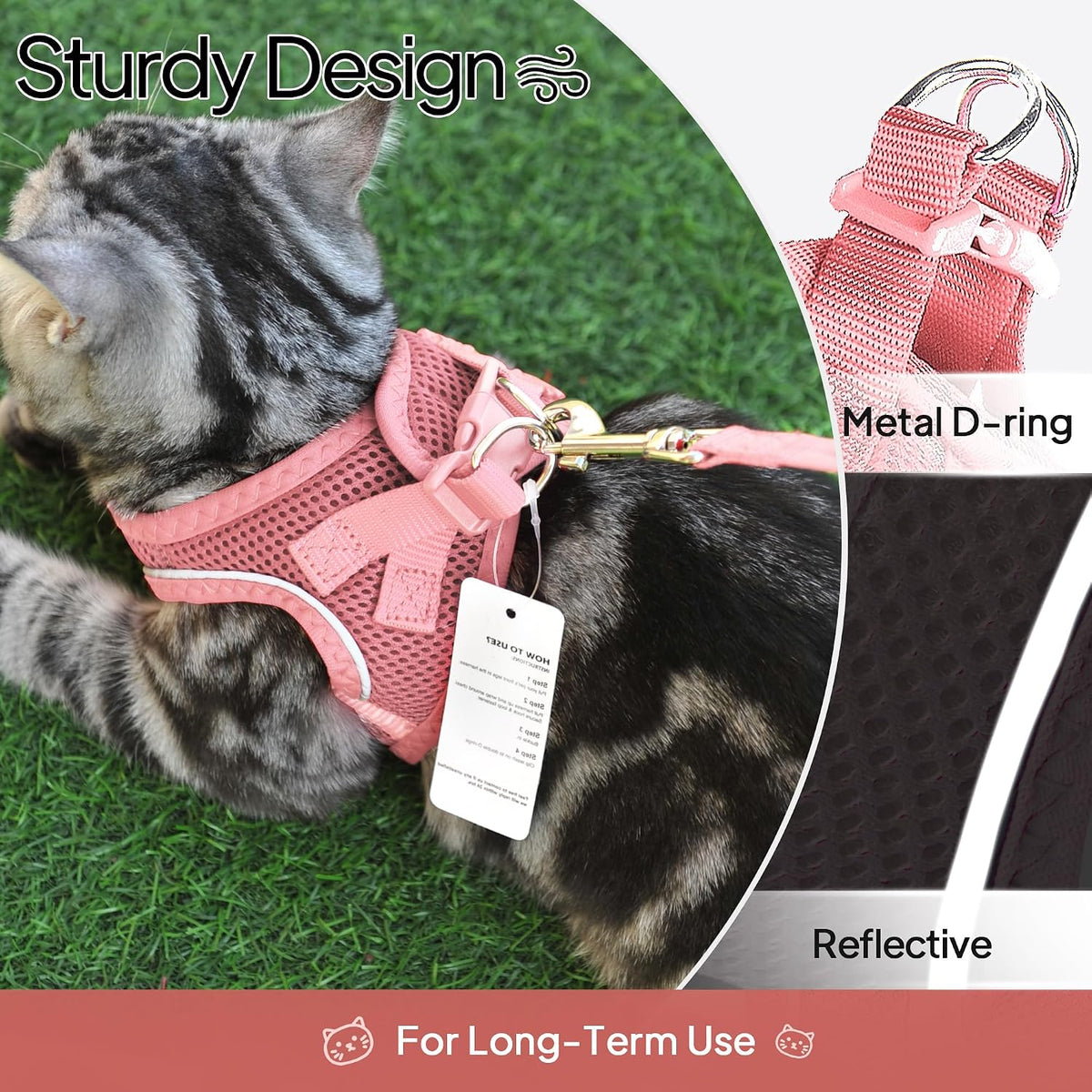 Twoear Cat Harness and Leash Set, Escape Proof Kitten Harness for Walking