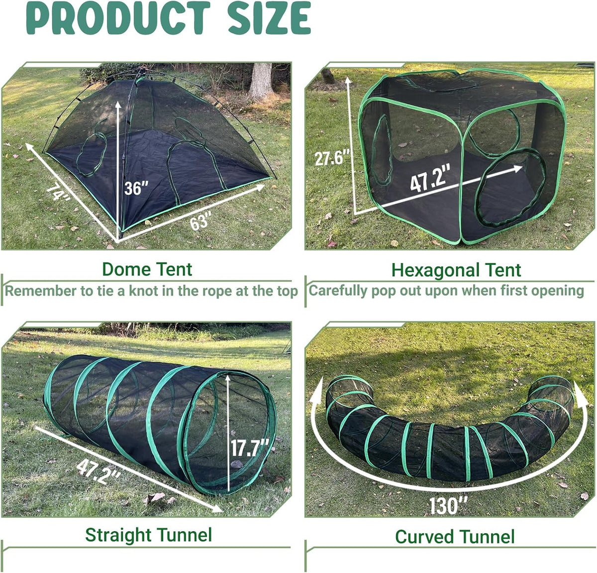 Pawtenda 4-in-1 Cat Tent & Enclosure Outdoor, Foldable Playpen with Tunnels