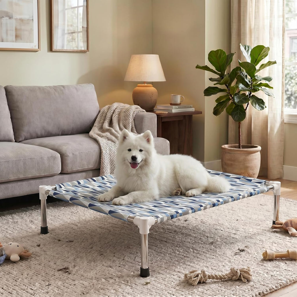 Raised Elevated Dog Bed, Lifted Cooling Stainless Steel Pet Dog Cot, Medium
