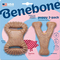 Benebone Puppy 2-Pack Dental Chew/Wishbone Dog Chew Toys, Made in USA, Real Bacon Flavor
