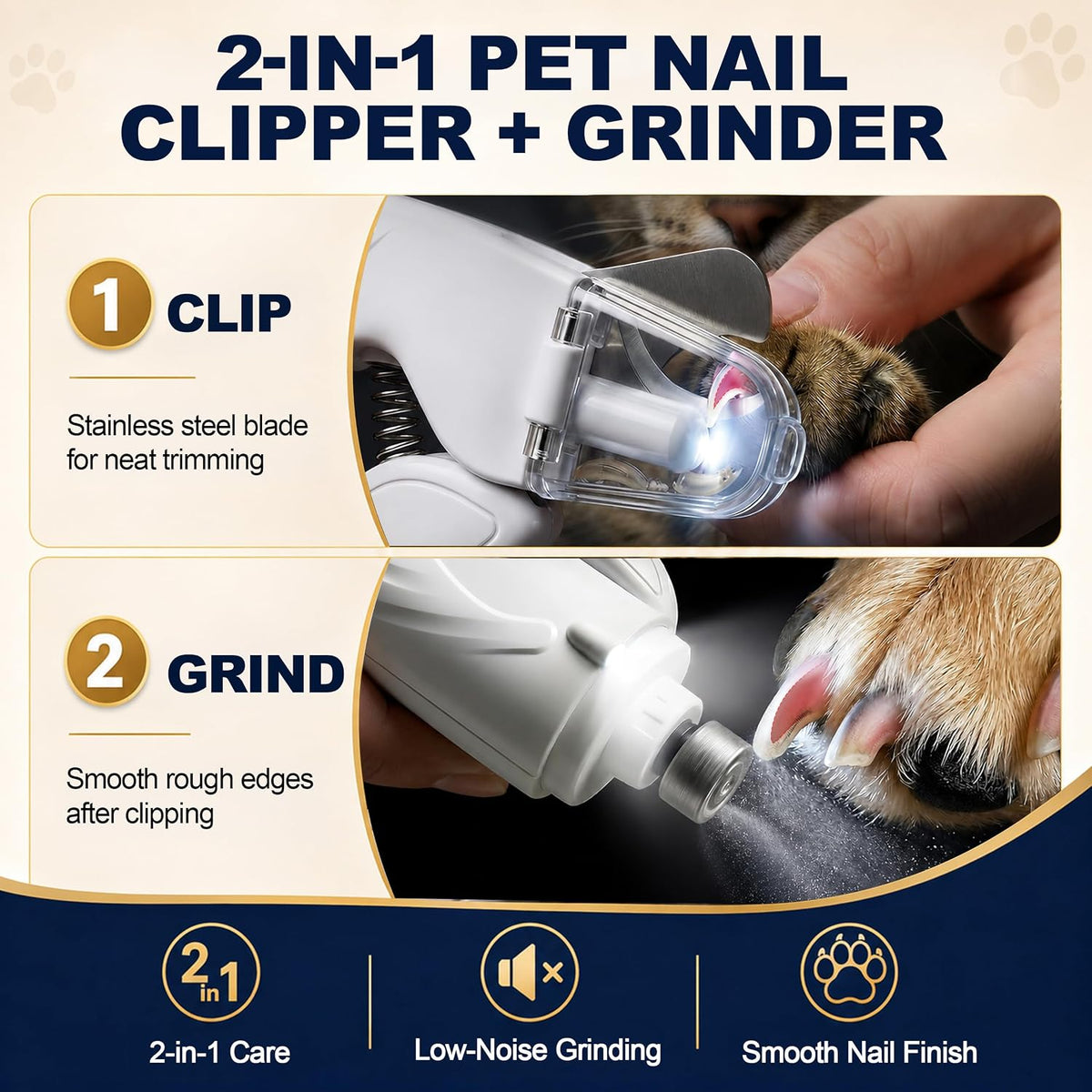 Dog Nail Clippers with Light & Grinder, See the Quick on Black Nails Green