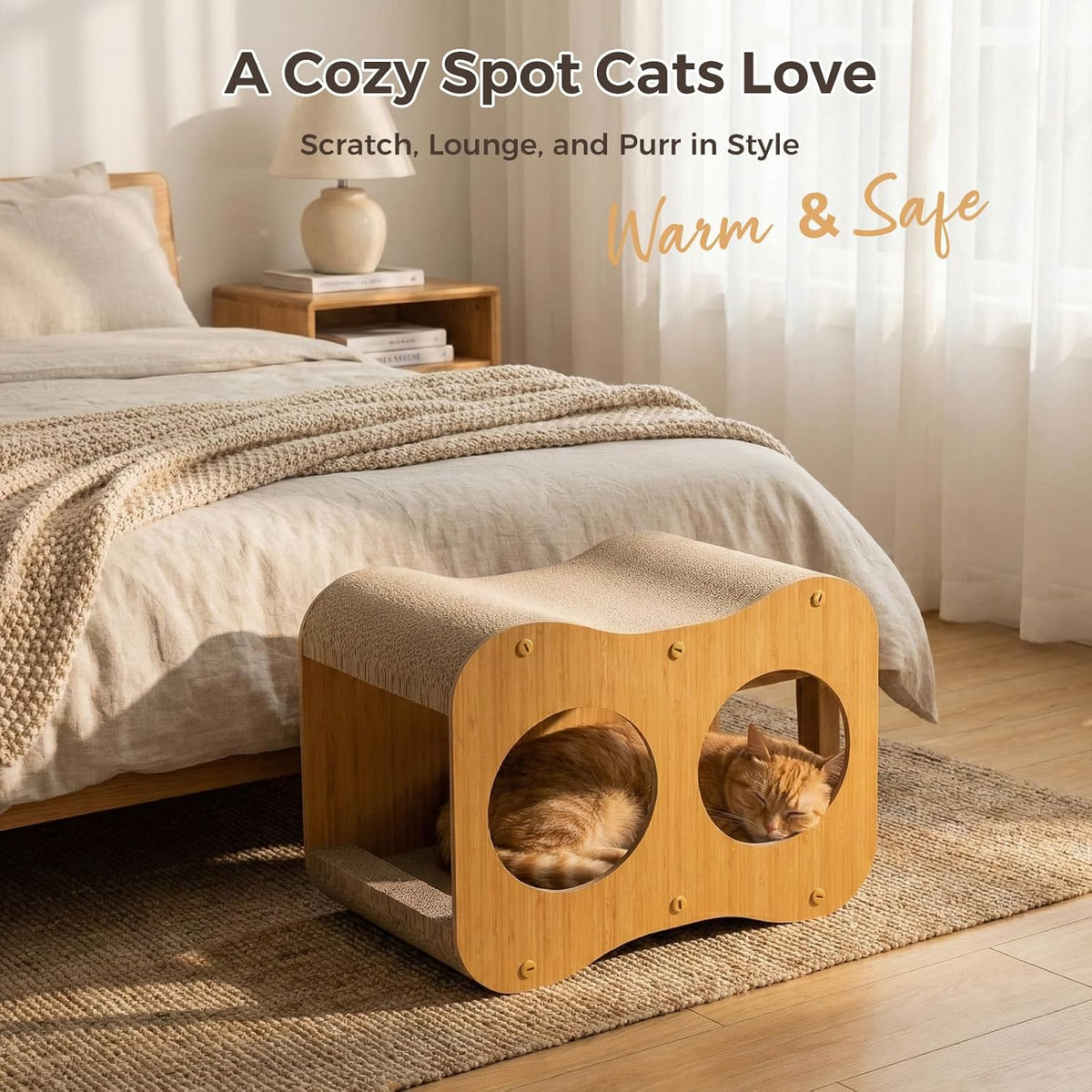 Avont 2-in-1 Cat Scratcher with Reversible Scratching Board, Curved