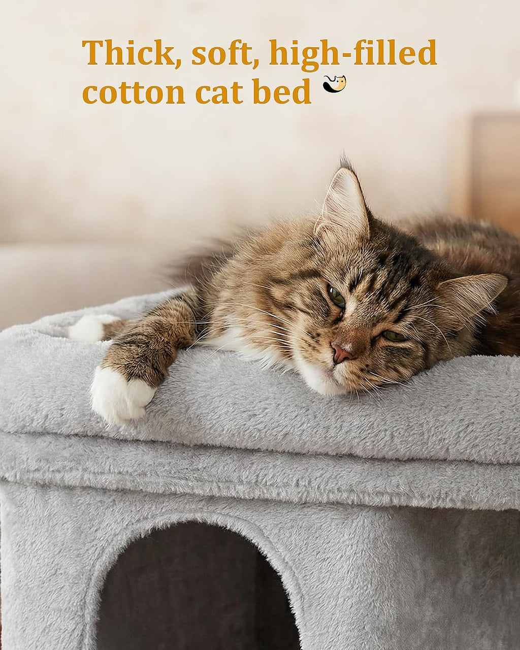 Aechonow Cat Tree for Large Cat,2 Cozy Cat Condo House for Large & Fat Cats