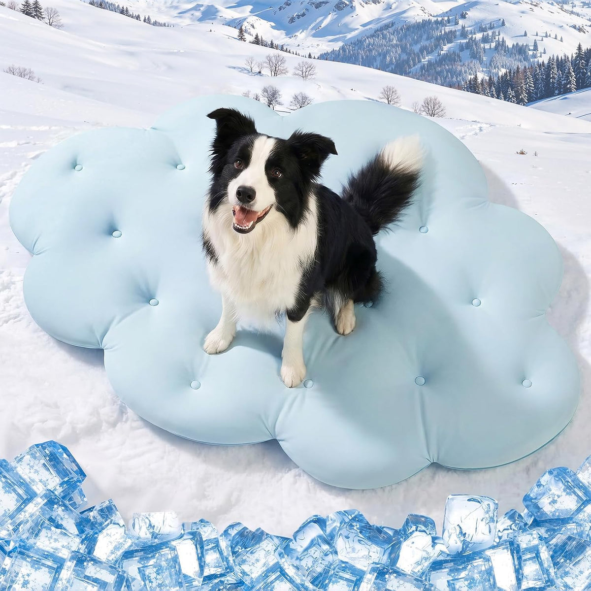 Q-Max>0.5 Dog Cooling Mat (Cool&Warm), 47''×35'', L, Cloud Sky Blue
