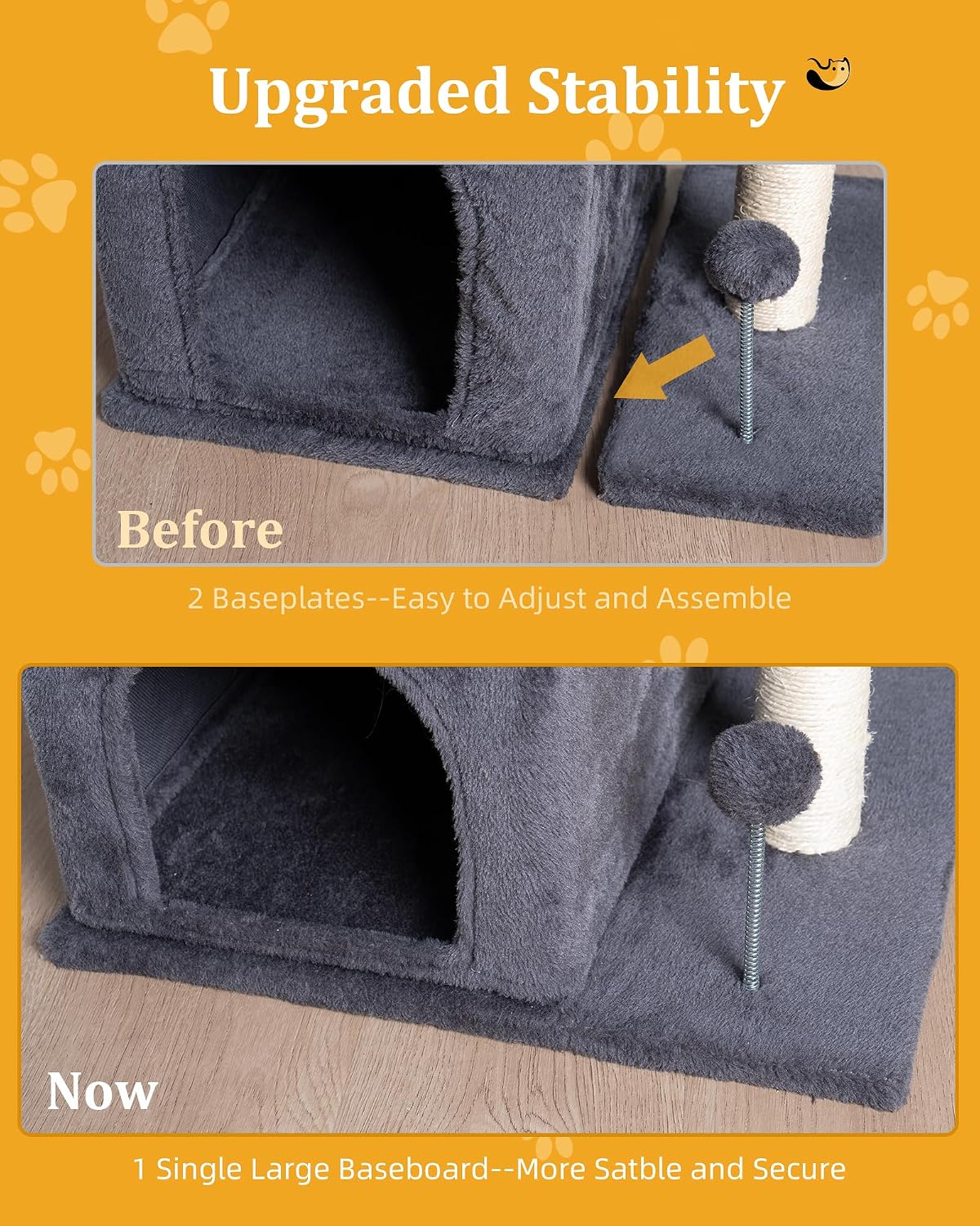 Aechonow Cat Tree for Large Cat,2 Cozy Cat Condo House for Large & Fat Cats