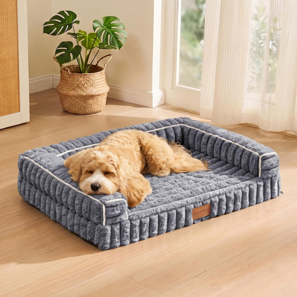 Orthopedic Large Dog Bed Furry Pet Bed, Washable Cover 48''X30''