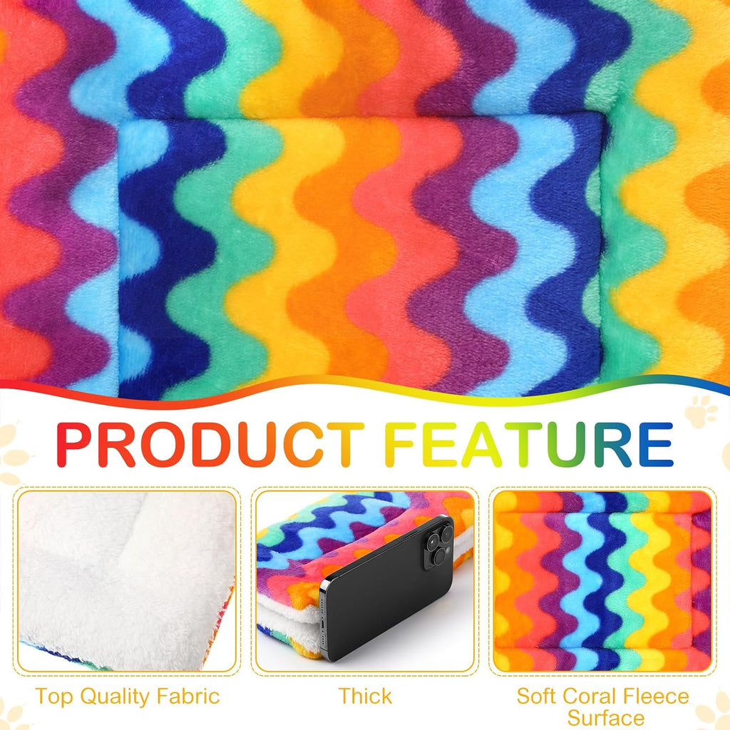 Haull 4 Pcs Waterproof Guinea Pig Bedding Mat, Rainbow, 13 x 10
