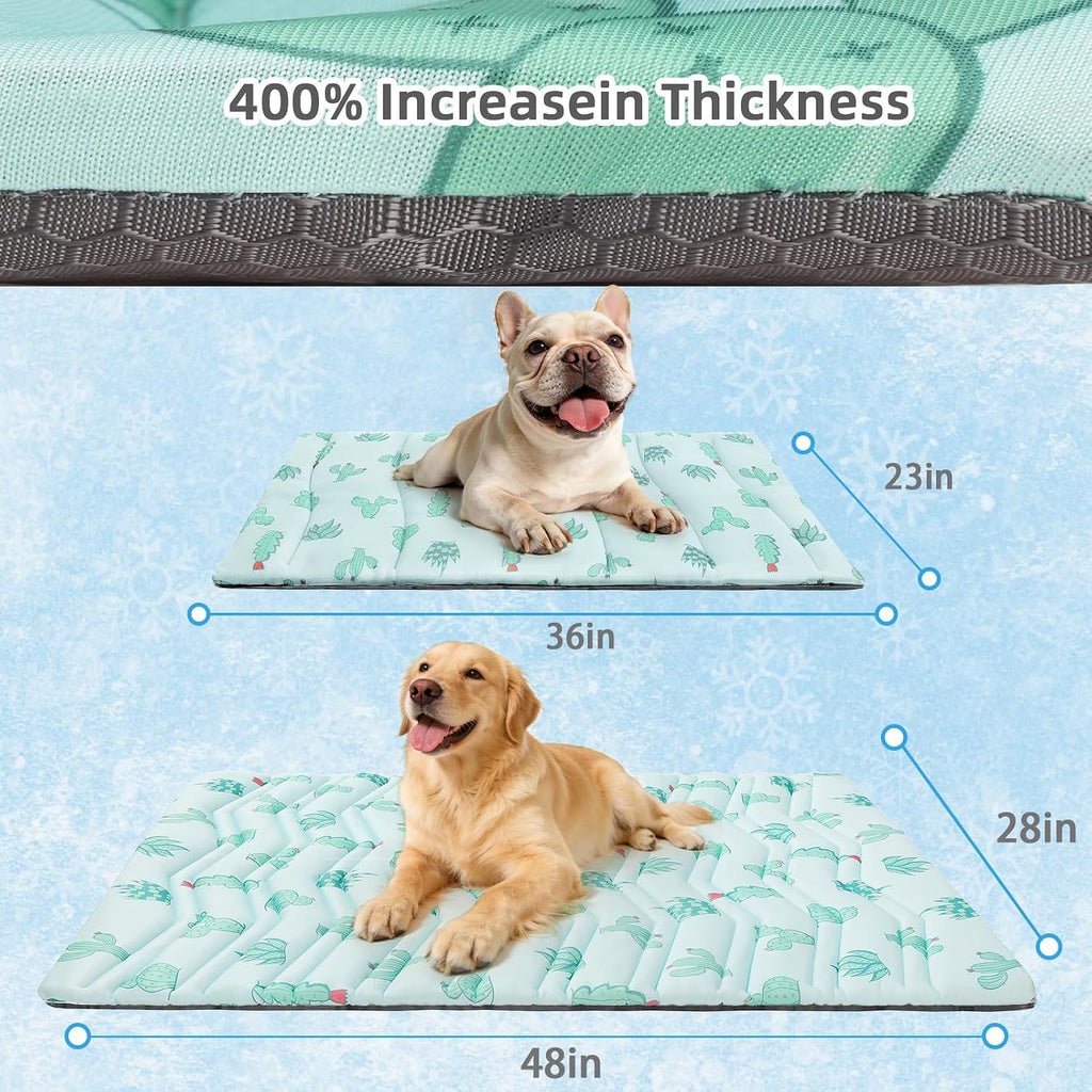 Dog Cooling Mat Extra Large, Q-Max>0.5 Double-Sided Thickened Breathable Cooling Pet Pad for Dogs Cats, 48*28in Washable&Portable Outdoor Dog Bed Kennel Waterproof Bottom for Sofa Crate Playpen Indoor