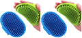 Dog Grooming Brush, Lilpep Pet Shampoo Bath Brush Soothing Massage Rubber Comb with Adjustable Ring Handle for Long Short Haired Dogs and Cats (Blue+Green, pack of 4)