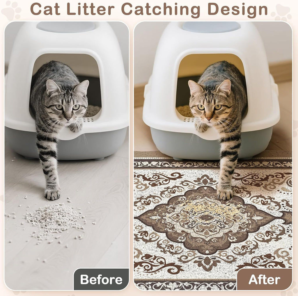 Unicorn Catcher 33"x22" Cat Litter Mat Non-Slip Washable Litter Box Mat | High-Density PVC Litter Catcher Mat Efficiently Traps Scattered Litter From Paws To Keep Floors Clean
