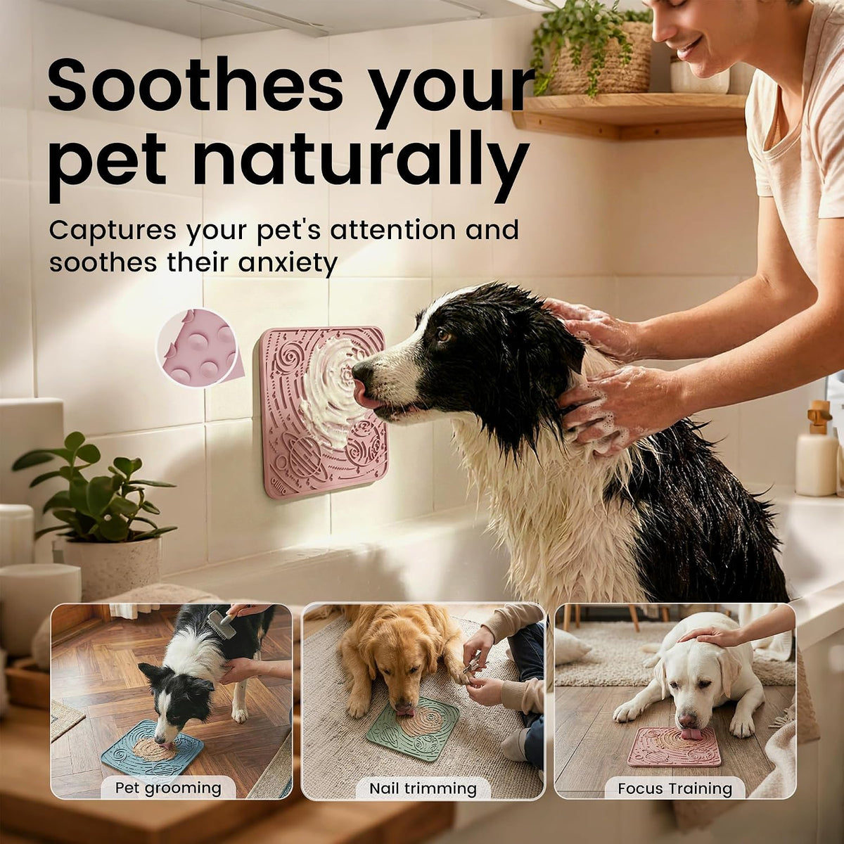 OHMO Large Lick Mat for Dogs&Cats, Space Pattern, 2pcs, Brick Red&Coral | Pet Enrichment Toys, Slow Feeder, Textured Silicone Surface, Strong Suction Cups, Anxiety&Boredom Relief, Easy-Clean