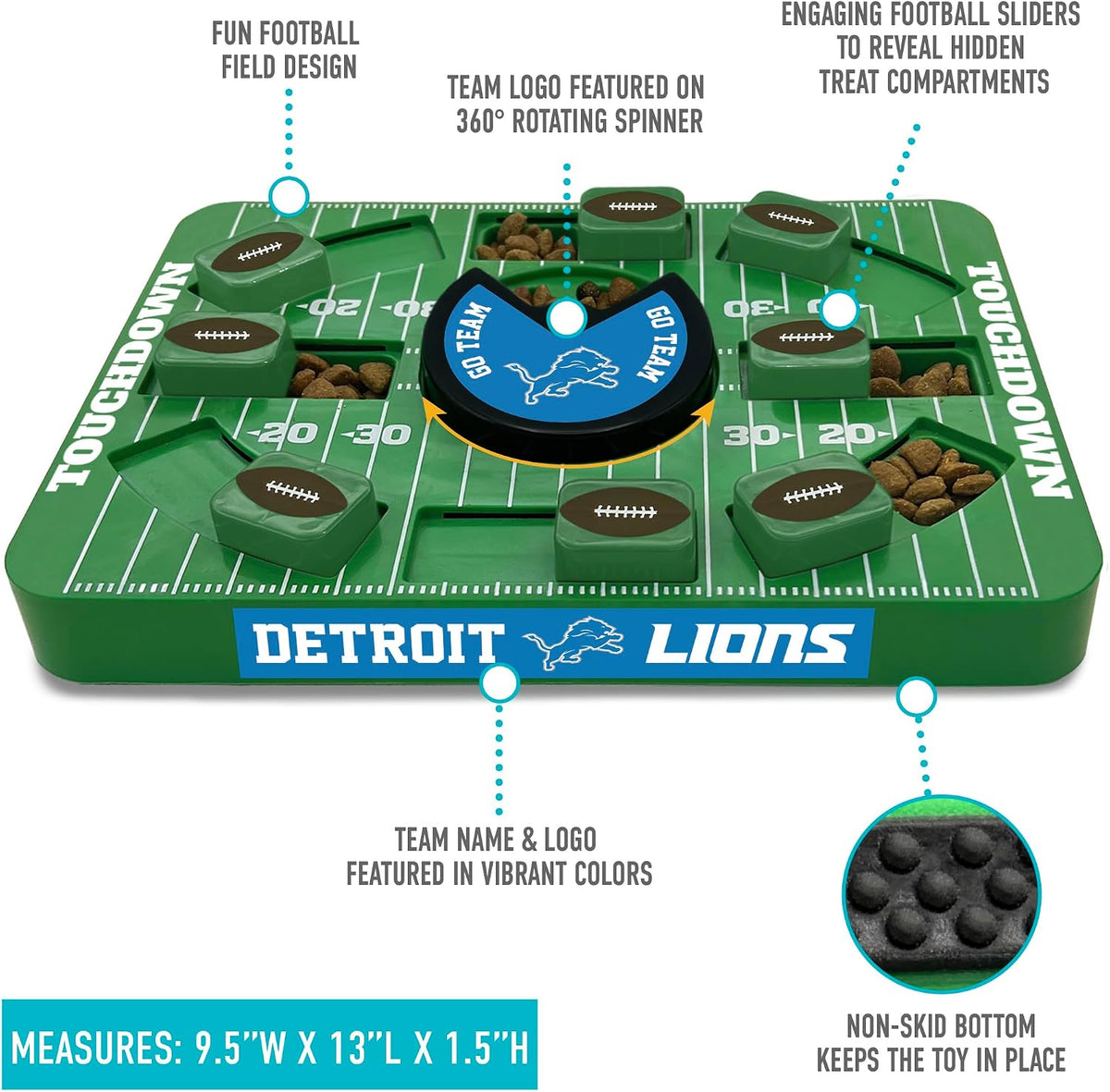 Pets First NFL Detroit Lions Large Puzzle Toy for Dogs, Slow Feeder Board for Pets, New Bigger Size, Interactive Doggie Treat Toy