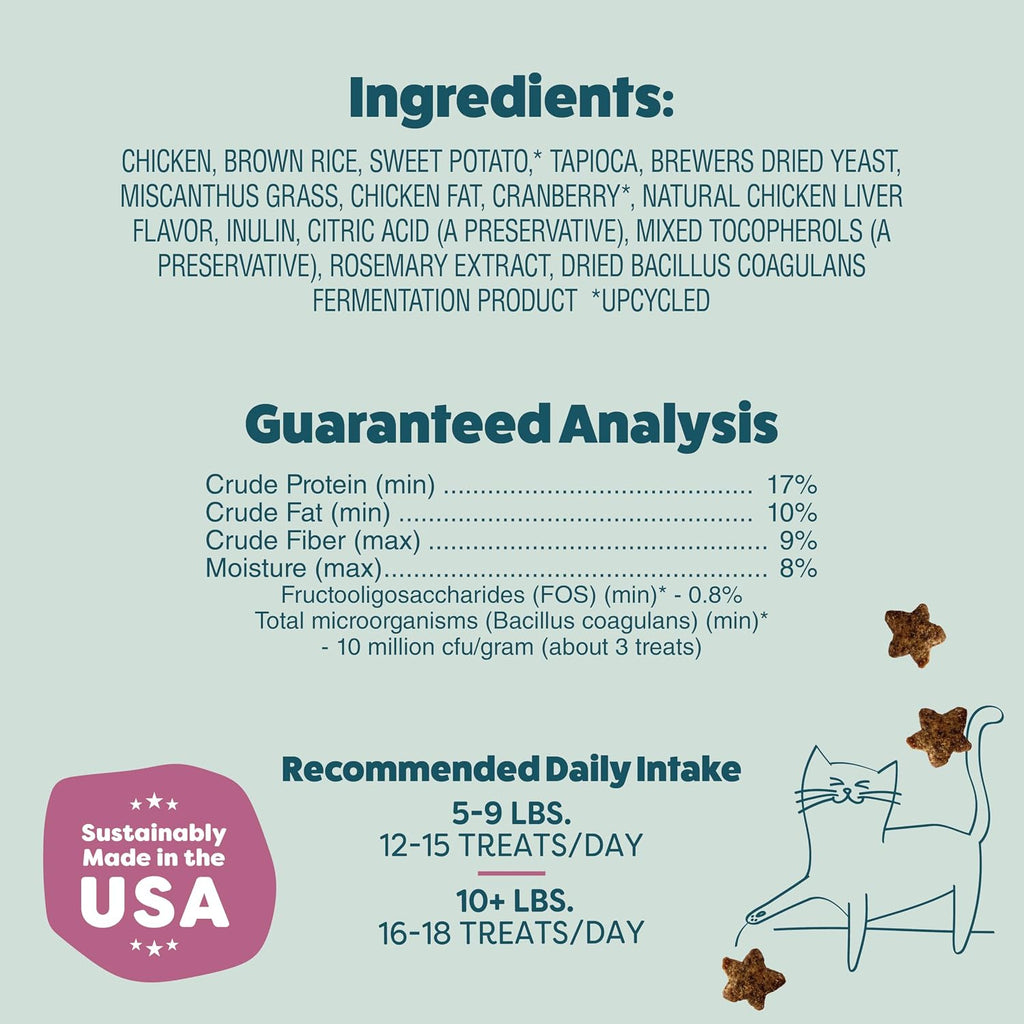 Shameless Pets Crunchy Cat, Natural Kitty Treats for Cats with Digestive Support with Real Chicken, Healthy Flavored Feline Snacks - Cran You Say Chicken (Pack of 2)