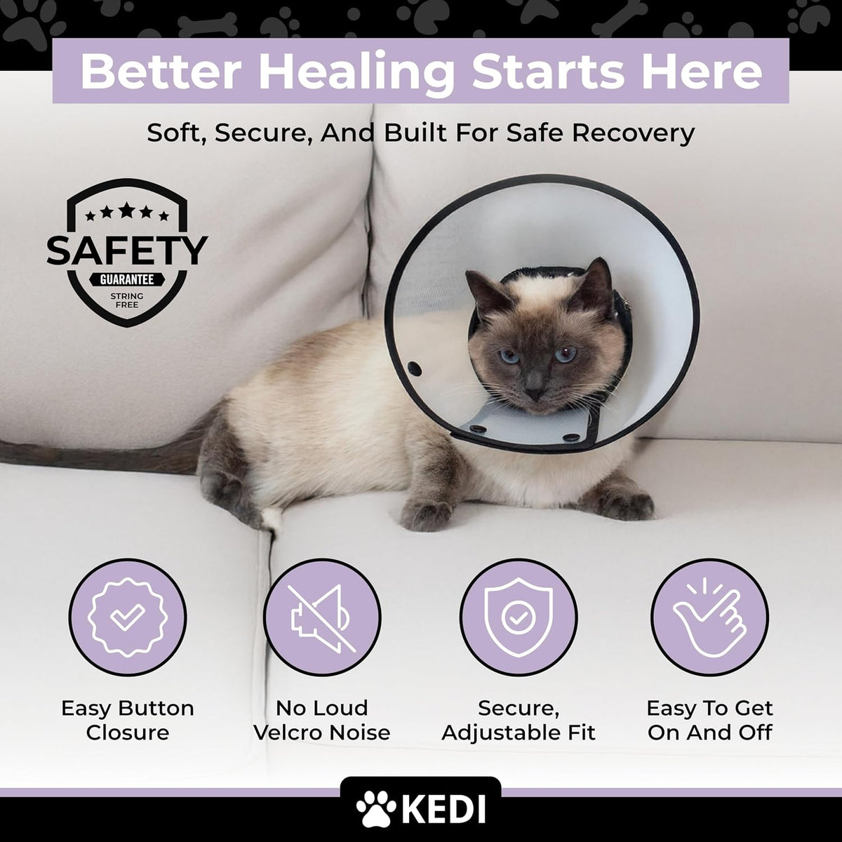 Cat Recovery Cone and Vest Kit After Surgery, Stop Licking, Black Small