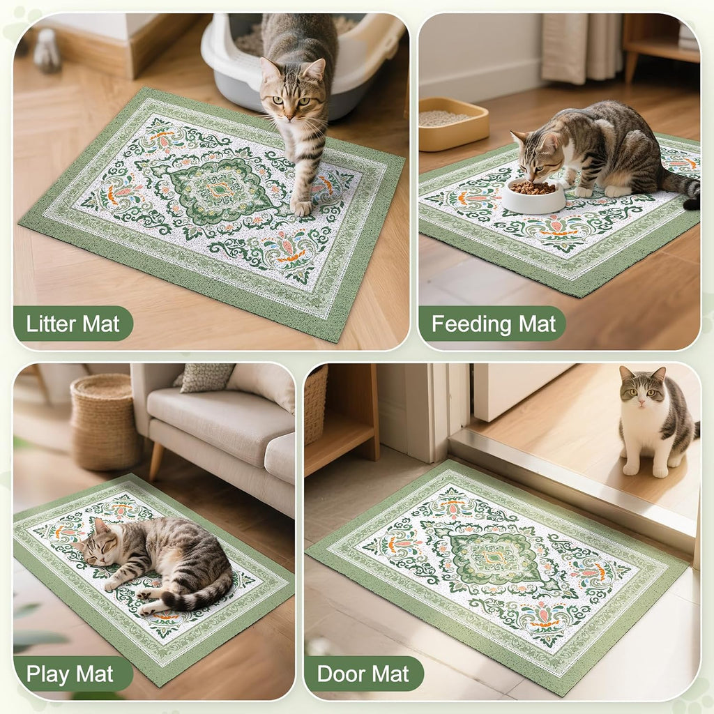 Unicorn Catcher 24"x15" Cat Litter Mat Non-Slip Washable Litter Box Mat | High-Density PVC Litter Catcher Mat Efficiently Traps Scattered Litter From Paws To Keep Floors Clean
