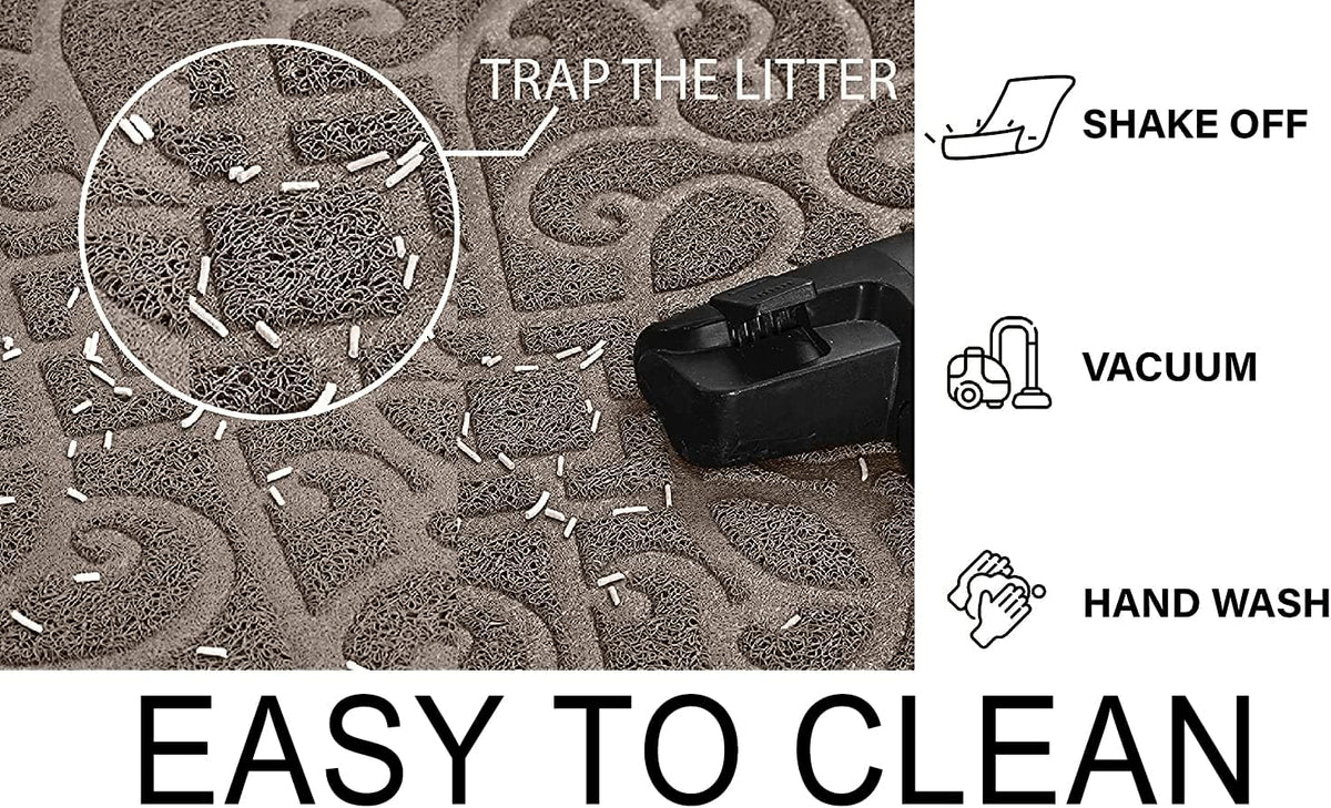 PetLike Cat Litter Box Mat, Thick Kitty Litter Trapping Mat, Durable,Waterproof &Washable with Non-Slip Backing, Soft on Kitty Paws and Easy to Clean, BPA Free 35x24,Tan