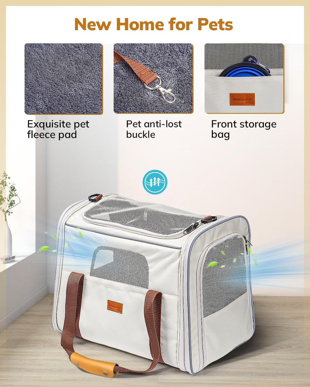 Morpilot Pet Carrier for Large Cats, Puppies & Small Dogs Up to 25lbs