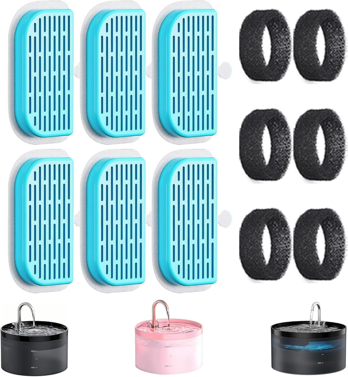 GIOTOHUN Cat Water Fountain Filter: 12 Cat Fountain Filter Replacement