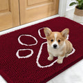 OLANLY Dog Door Mat for Muddy Paws 24x16, Paw Print Design Chenille Mud Mat