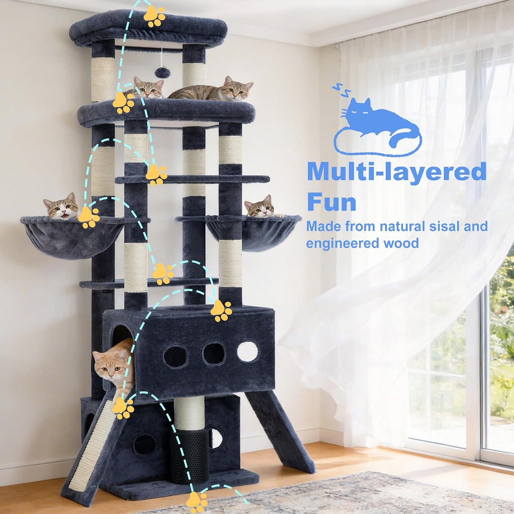 Hey-brother Cat Tree Tower with Multi-Level Platforms, Cozy Condos, MPJ085G