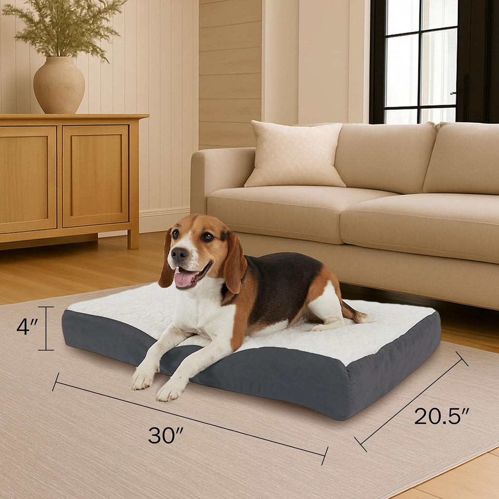 PETMAKER Orthopedic Pet Bed – 2-Layer Memory Foam Dog Bed with Removable Sherpa Cover – Comes with Additional Mattress Replacement Cover (Gray)