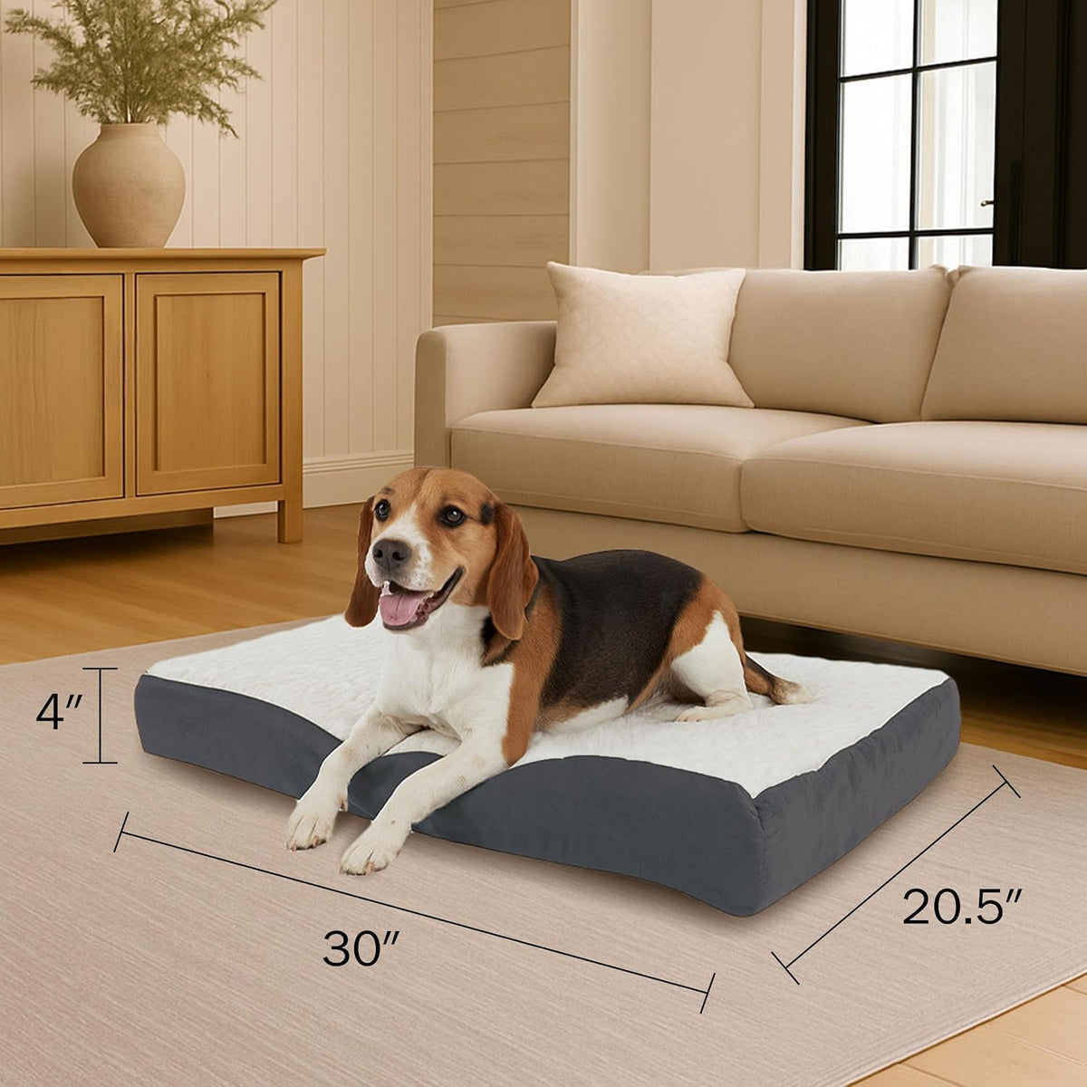 PETMAKER Orthopedic Pet Bed – 2-Layer Memory Foam Dog Bed with Removable Sherpa Cover – Comes with Additional Mattress Replacement Cover (Gray)