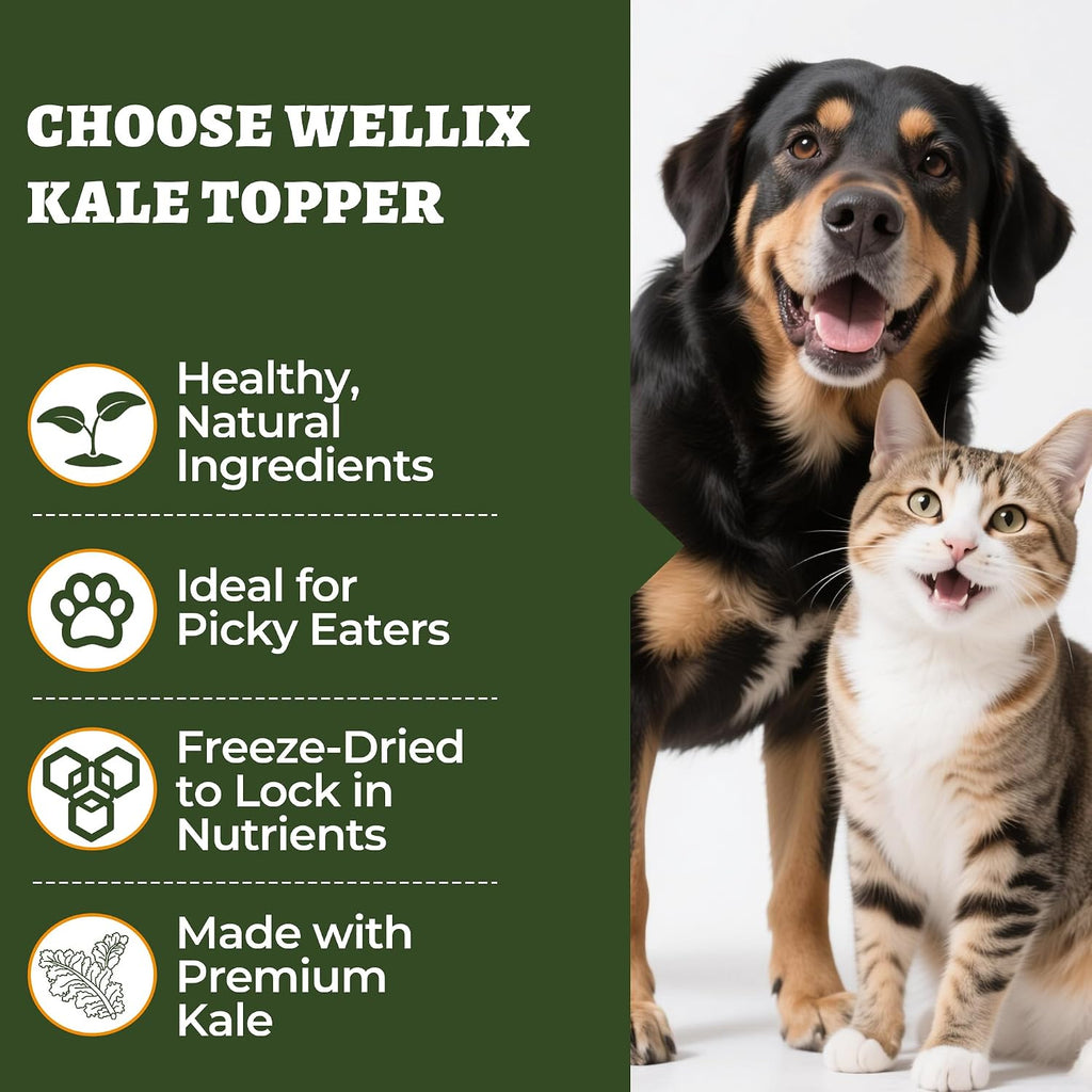 Wellix Freeze Dried Dog and Cat Food Toppers with Kale & Egg Yolk, 7.05oz
