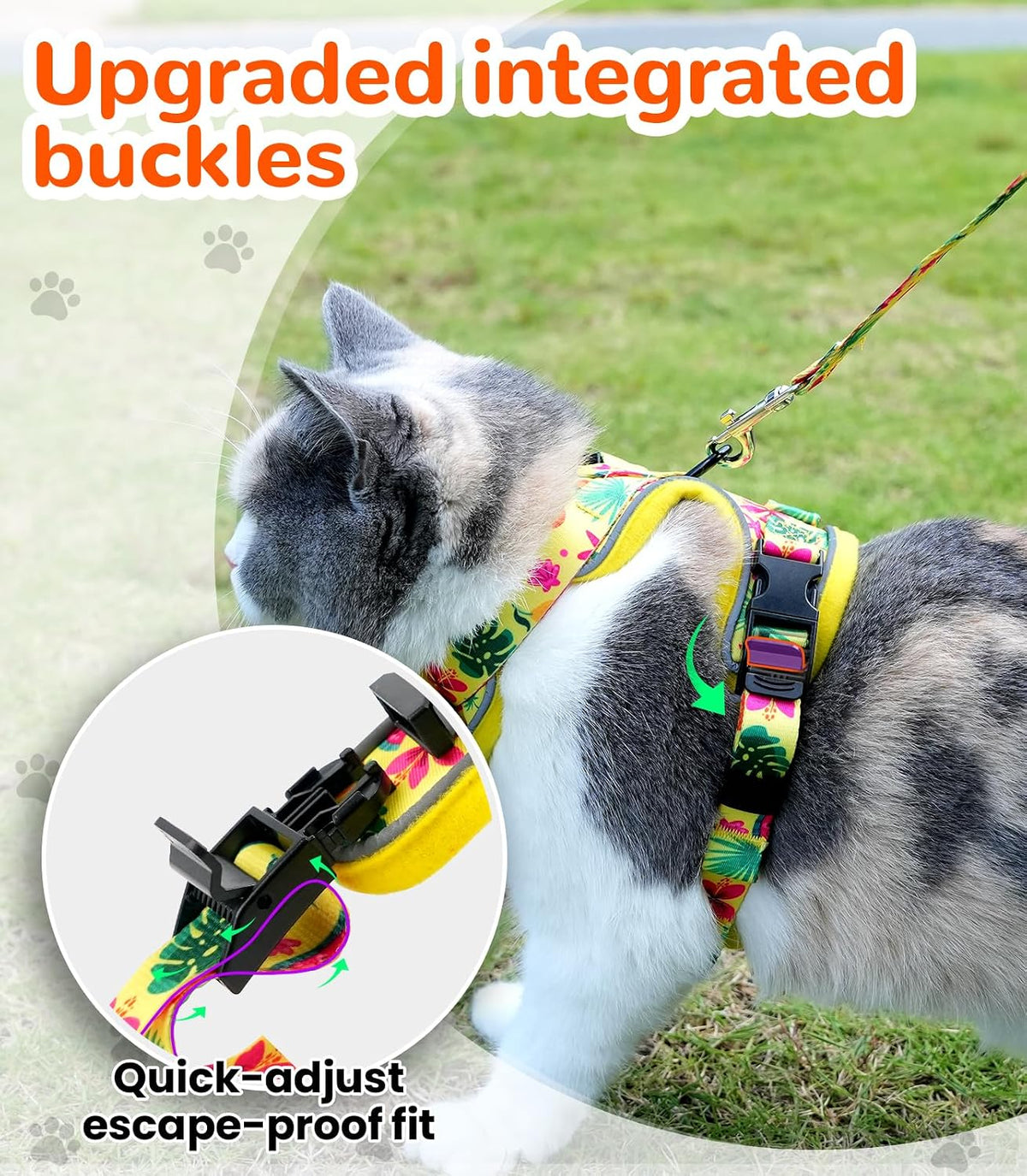 Halypet Cat Harness and Leash Set, Escape Proof Adjustable Harness