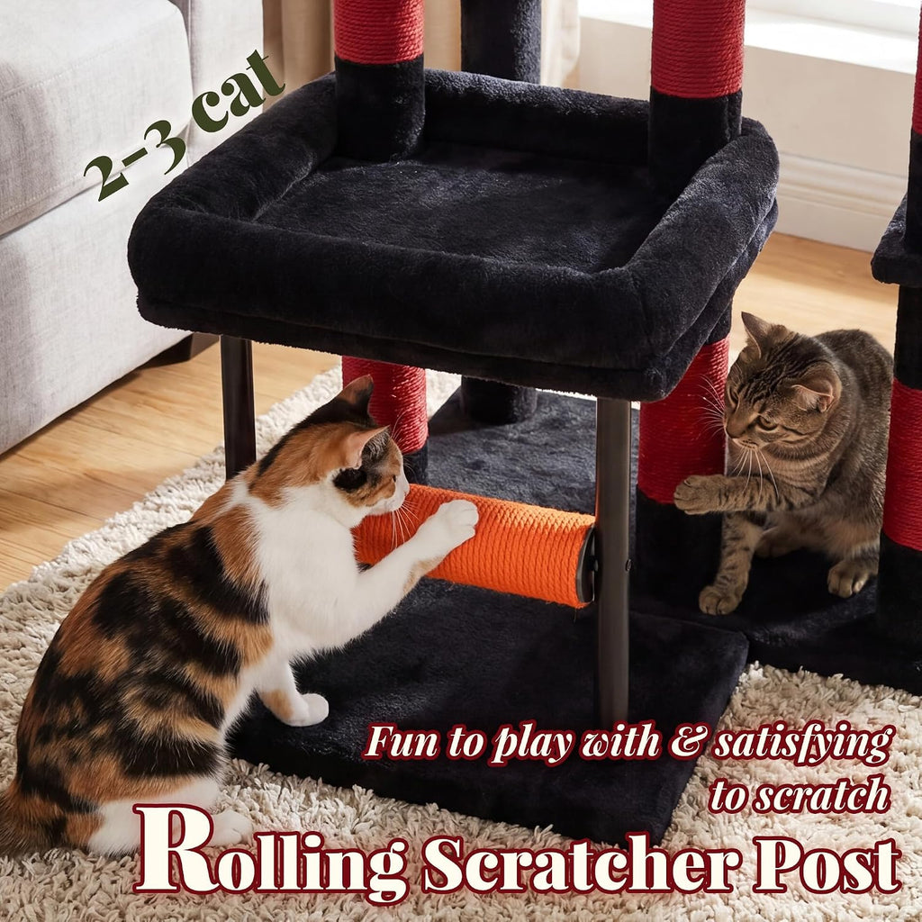 Hey-brother Cat Tree Tower with Stable L-Shaped Widen Base, Condo, MPJ086BR