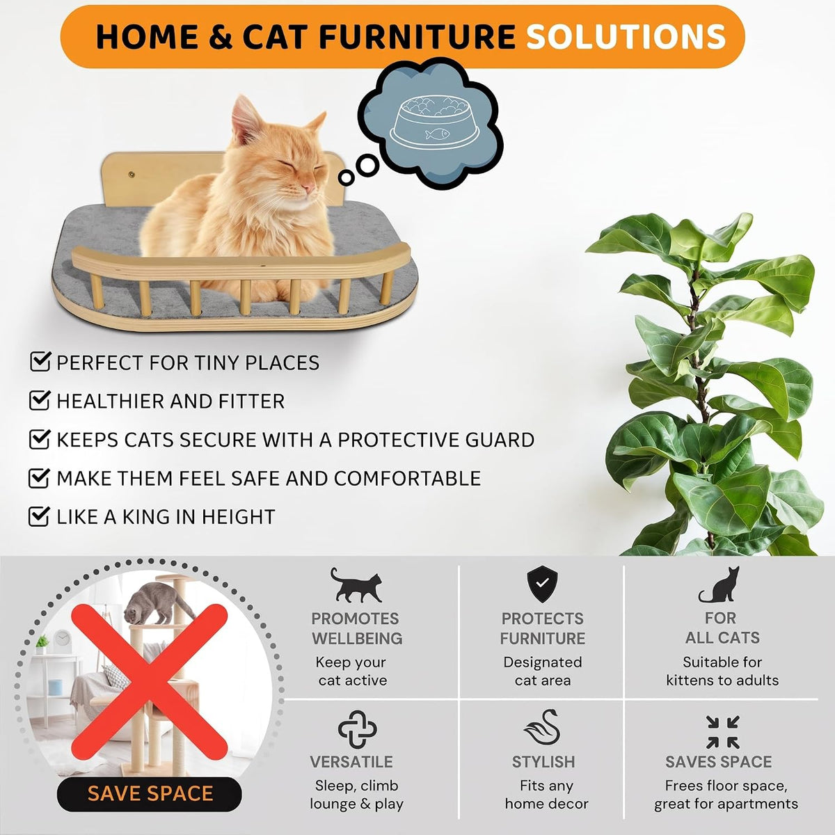 Cat Wall Shelves, Modern Cat Wall Furniture for Indoor Cats