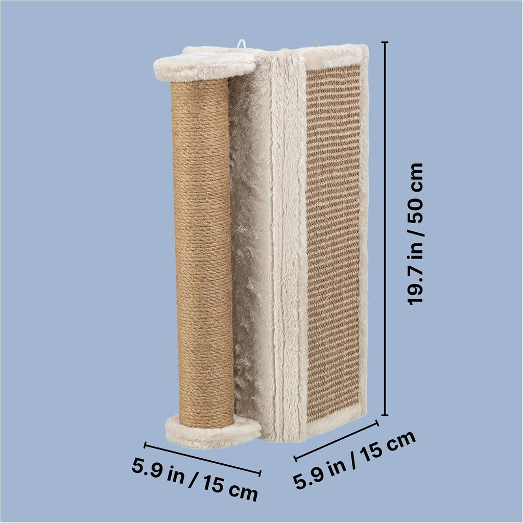 Trixie Wall Mounted Corner Scratching Board with Extra Post – Vertical Sisal Rope Pad for Indoor Cats – Easy-Install Corner Scratch Pad – Beige, 5.9 x 5.9 x 19.7 in
