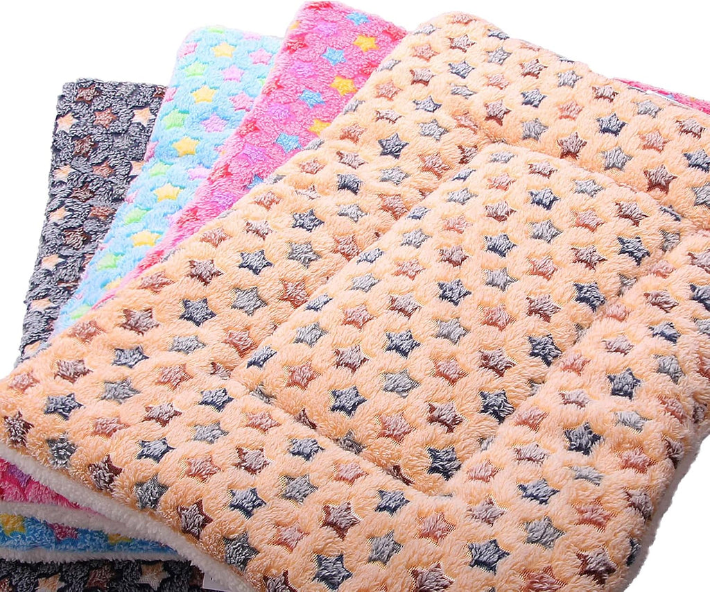 FJWYSANGU Fluffy Pet Cat Blanket Soft Coral Velvet Pet Puppy Cushion Mat Warm Cover Soft Pad Mat(Star V2/Dark Blue,Medium)